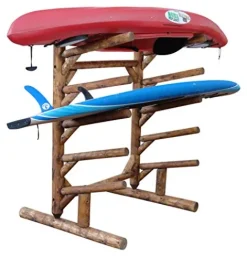 Log Kayak Rack 5 Place 1 Sided SUP Log Rack Canyon Brown