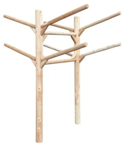 Log Kayak Rack 4 Place Buried in Ground Kayak and Canoe Rack Natural Finish