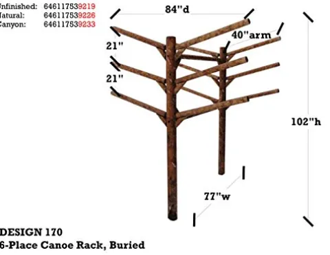 Log Kayak Rack 6 Place Buried in The Ground Canyon Brown