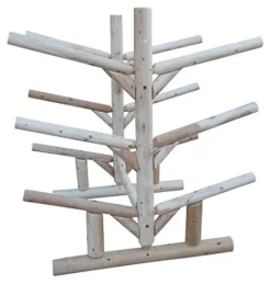 Log Kayak Rack 6 Place Freestanding Kayak and SUP Storage Rack Unfinished