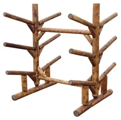 Log Kayak Rack 6 Place Freestanding Kayak and SUP Storage Rack Canyon Brown