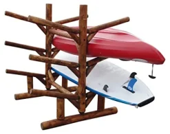 Log Kayak Rack 6 Place Freestanding Kayak and SUP Storage Rack Canyon Brown