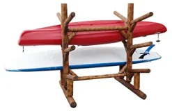 Log Kayak Rack 6 Place Freestanding Kayak and SUP Storage Rack Canyon Brown