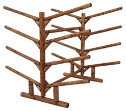 Log Kayak Rack 8 Place Kayak or SUP Rack Natural Finish