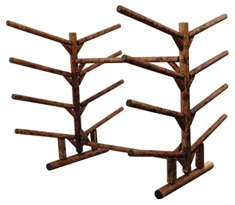 Log Kayak Rack 8 Place Kayak or SUP Log Rack Canyon Brown Finish
