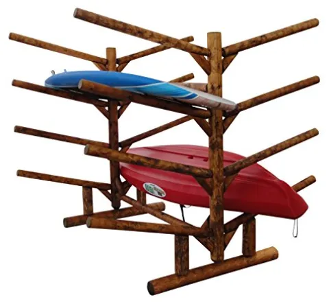 Log Kayak Rack 8 Place Kayak or SUP Log Rack Canyon Brown Finish