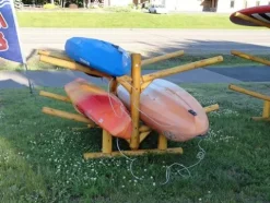 Log Kayak Rack 4 Place Natural Finish