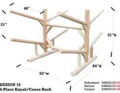 Log Kayak Rack 4 Place Natural Finish