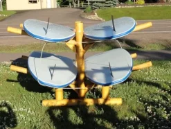 Log Kayak Rack 4 Place Natural Finish