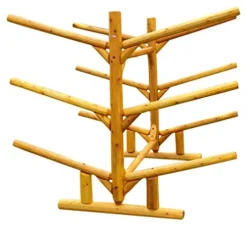 Log Kayak Rack 6 Place Natural Finish