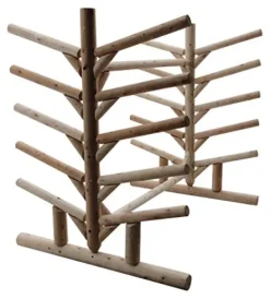 Log Kayak Rack 10 Place SUP Surfboard Rack Unfinished
