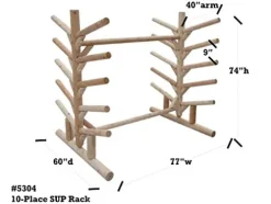 Log Kayak Rack 10 Place SUP Surfboard Rack Canyon Brown Finish