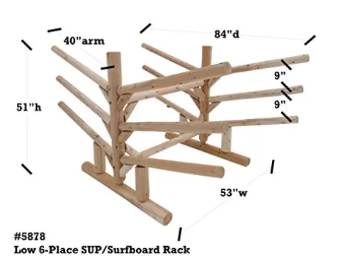 Log Kayak Rack 6 Place SUP and Surfboard Rack Canyon Brown