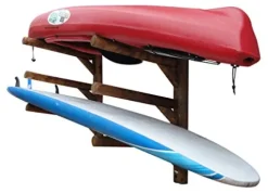 Log Kayak Rack 3 Place SUP and Surfboard Wall-Mounted Rack Canyon Brown
