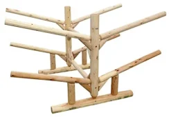 Log Kayak Rack 4 Place Unfinished