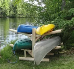 Log Kayak Rack 4 Place Unfinished