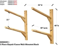 Log Kayak Rack 2 Place Wall Mount Kayak Canoe Rack Canyon Brown