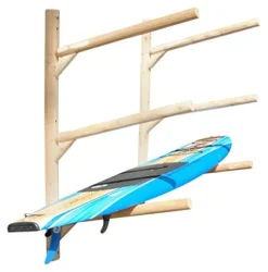 Log Kayak Rack 3 Place Wall Mount Kayak Canoe SUP Rack Natural Finish Natural