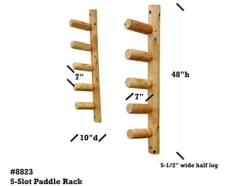 Log Kayak Rack 5 Slot Paddle Board and Fishing Pole Log Rack Natural