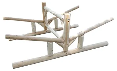 Log Kayak Rack 2-Canoe + 2-Kayak/SUP Storage Unfinished