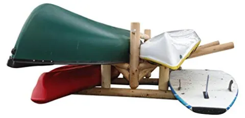 Log Kayak Rack 2-Canoe + 2-Kayak/SUP Storage Unfinished