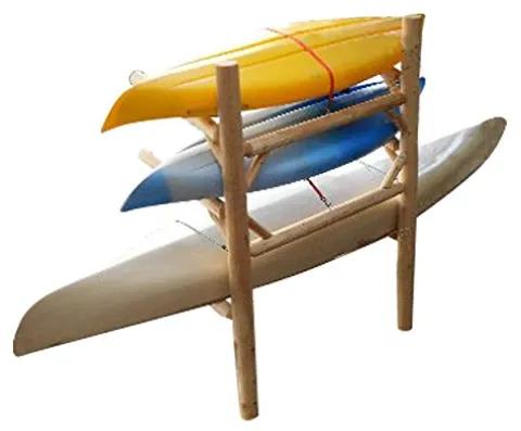 Log Kayak Rack Dock Mounted 1 Canoe Plus 2 Kayak or SUP Log Rack Unfinished