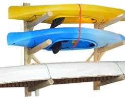Log Kayak Rack Dock Mounted 1 Canoe Plus 2 Kayak or SUP Log Rack Unfinished