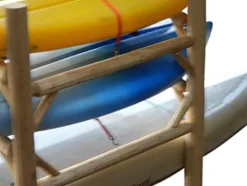 Log Kayak Rack Dock Mounted 1 Canoe Plus 2 Kayak or SUP Log Rack Unfinished