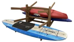 Log Kayak Rack Double Sided Freestanding Recycled Poly Kayak Rack Nutmeg Brown