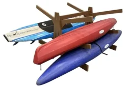 Log Kayak Rack Double Sided Freestanding Recycled Poly Kayak Rack Nutmeg Brown