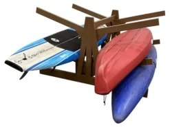 Log Kayak Rack Double Sided Freestanding Recycled Poly Kayak Rack Nutmeg Brown