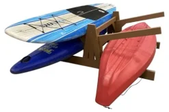 Log Kayak Rack Double Sided Freestanding Recycled Poly Kayak Rack Nutmeg Brown
