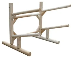Log Kayak Rack Freestanding 2-Place Storage System Unfinished