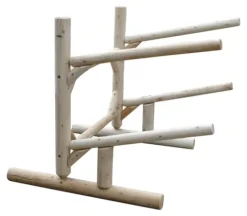 Log Kayak Rack Freestanding 2-Place Storage System Unfinished