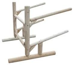 Log Kayak Rack Freestanding 2-Place Storage System Unfinished