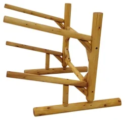 Log Kayak Rack Freestanding 2-Place Kayak Storage System Natural Finish