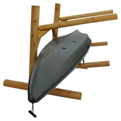 Log Kayak Rack Freestanding 2-Place Kayak Storage System Natural Finish