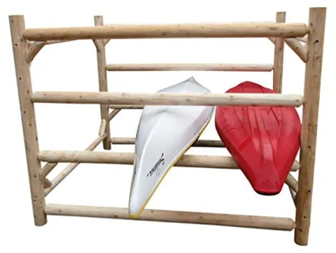 Log Kayak Rack 12-Kayak or Multiple Canoe and Kayak Storage Rack Canyon Brown