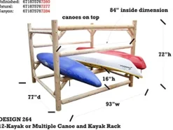 Log Kayak Rack 12-Kayak or Multiple Canoe and Kayak Storage Rack Canyon Brown