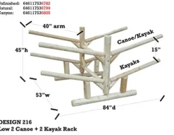 Log Kayak Rack Low 2 Canoe + 2 Kayak Rack Unfinished