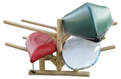 Log Kayak Rack Low 2 Canoe + 2 Kayak Rack Natural