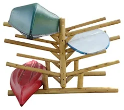 Log Kayak Rack Low 4 Kayak + 2 SUP + 2 Canoe Rack Canyon Brown