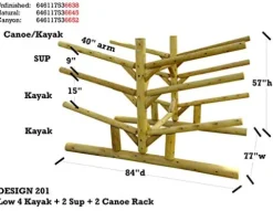 Log Kayak Rack Low 4 Kayak + 2 SUP + 2 Canoe Rack Canyon Brown