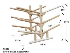 Log Kayak Rack Low 6 Place Kayak or SUP Rack Canyon Brown