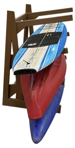 Log Kayak Rack One Sided Recycled Poly Kayak Rack Weatherproof Nutmeg Brown