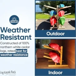 Log Kayak Rack 6-Place Freestanding Kayak/Canoe Storage Unfinished