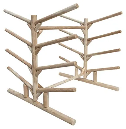 Log Kayak Rack 10-Place Kayak Rack Natural