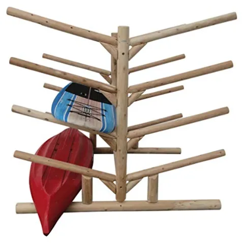 Log Kayak Rack 10-Place Kayak Rack Natural
