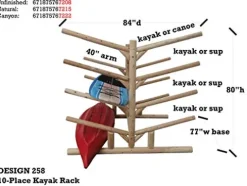 Log Kayak Rack 10-Place Kayak Rack Canyon Brown