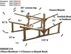 Log Kayak Rack 2-Place Rowboat + 2 Canoe/Kayak Rack Canyon Brown